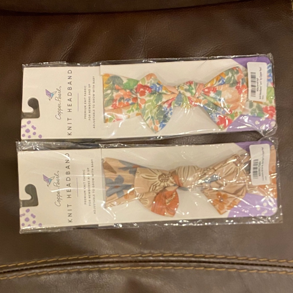 Floral and Tan Bow Headbands for baby